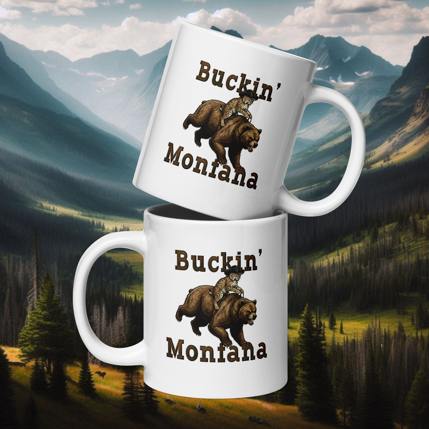Buckin' Montana Brawl Duel White Glossy Mug