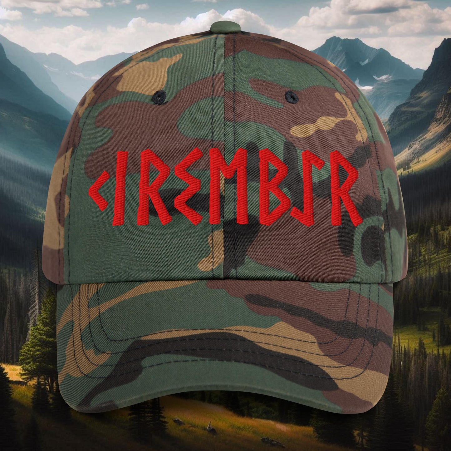 Norse Cherry Viking Runes Grizzlies Dad Hat - Mountain Wizard