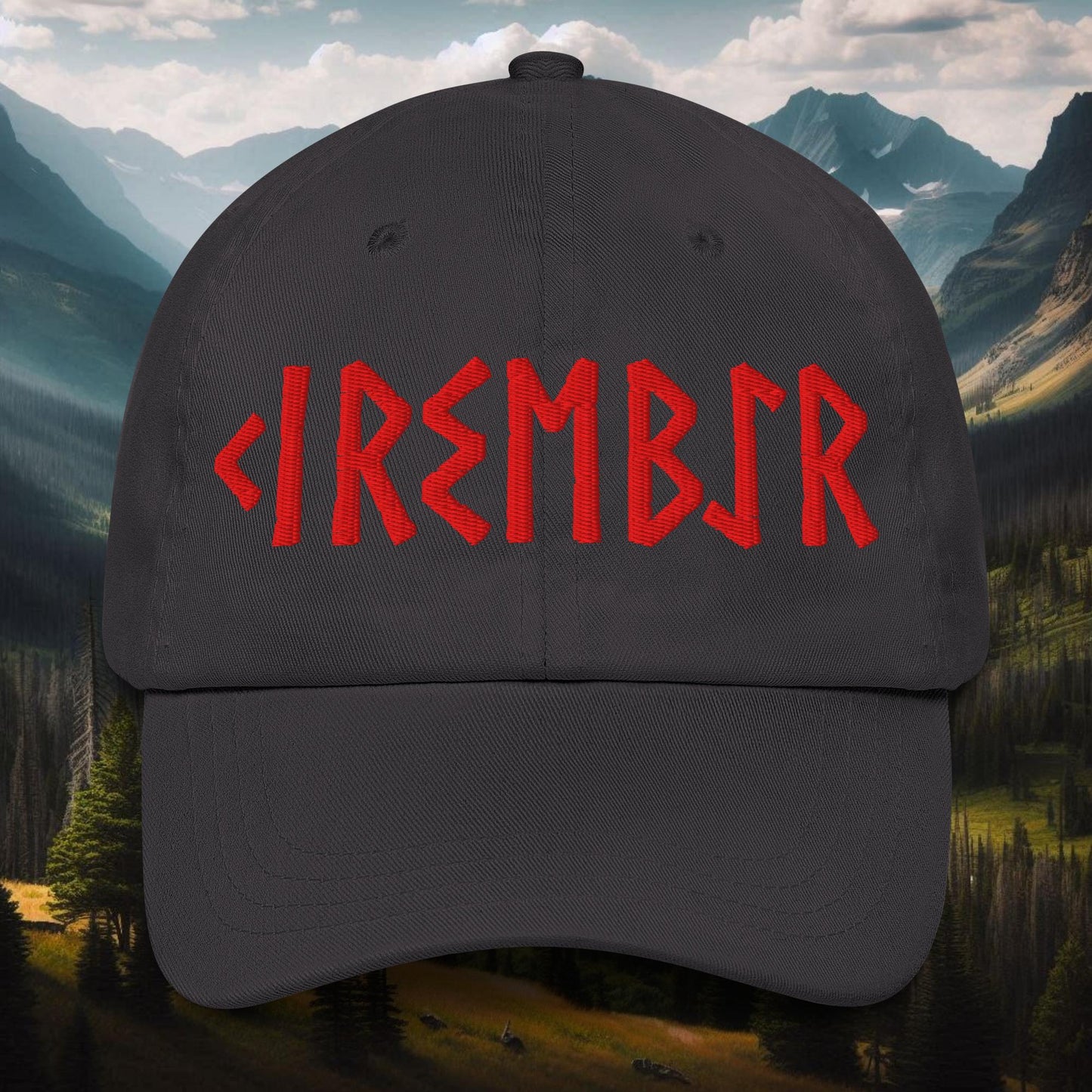 Norse Cherry Viking Runes Grizzlies Dad Hat - Mountain Wizard