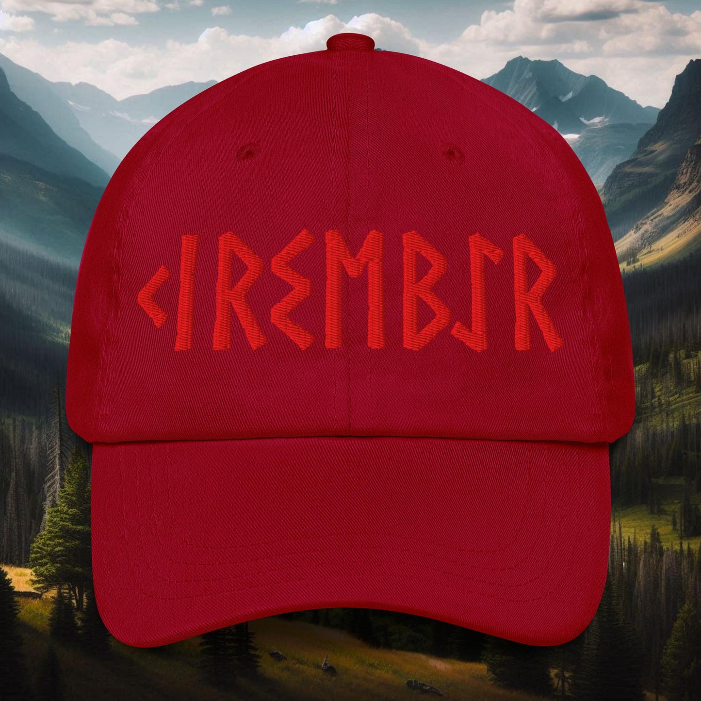 Norse Cherry Viking Runes Grizzlies Dad Hat - Mountain Wizard