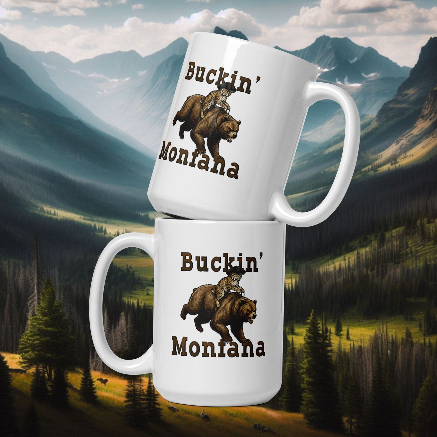 Buckin' Montana Brawl Duel White Glossy Mug